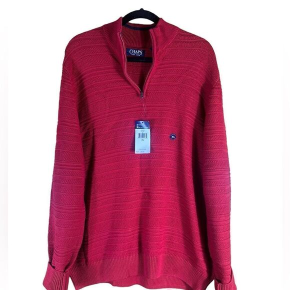 Chaps 1/4 Zip Up Long Sleeve Red Sweater Size XL NWT 📦 - Picture 9 of 9